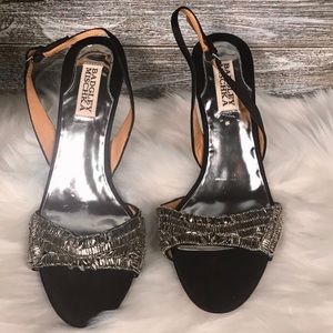 BADGLEY MISCHKA Sparkle Black Strappy Heels